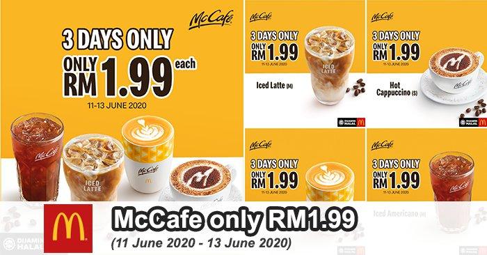 McDonald's McCafe RM1.99 Promotion (11 June 2020 - 13 June 2020)